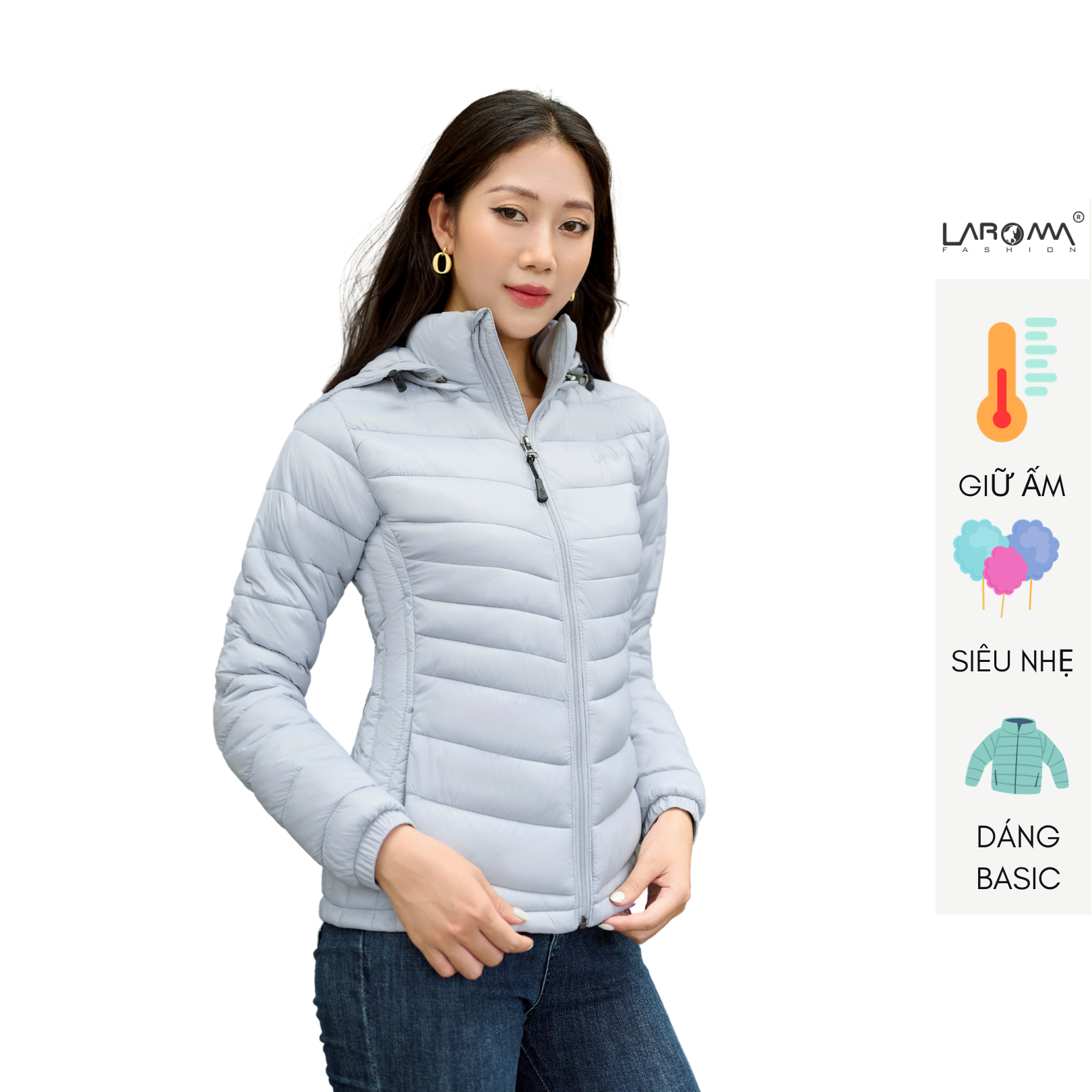 Áo phao nữ basic laroma | giữ ấm - siêu nhẹ - dáng basic