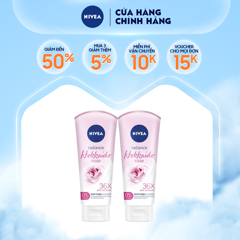 Combo 2 Sữa rửa mặt tạo bọt chiết xuất hoa hồng Nivea radiance Hokkaido rose 100g - 84984