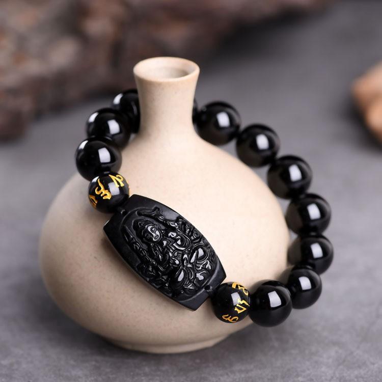 Vòng tay phật phù hộ theo tuổi - vòng tay phật đá đen phật may mắn Tuổi Tý: Thiên Thủ Thiên Nhãn
