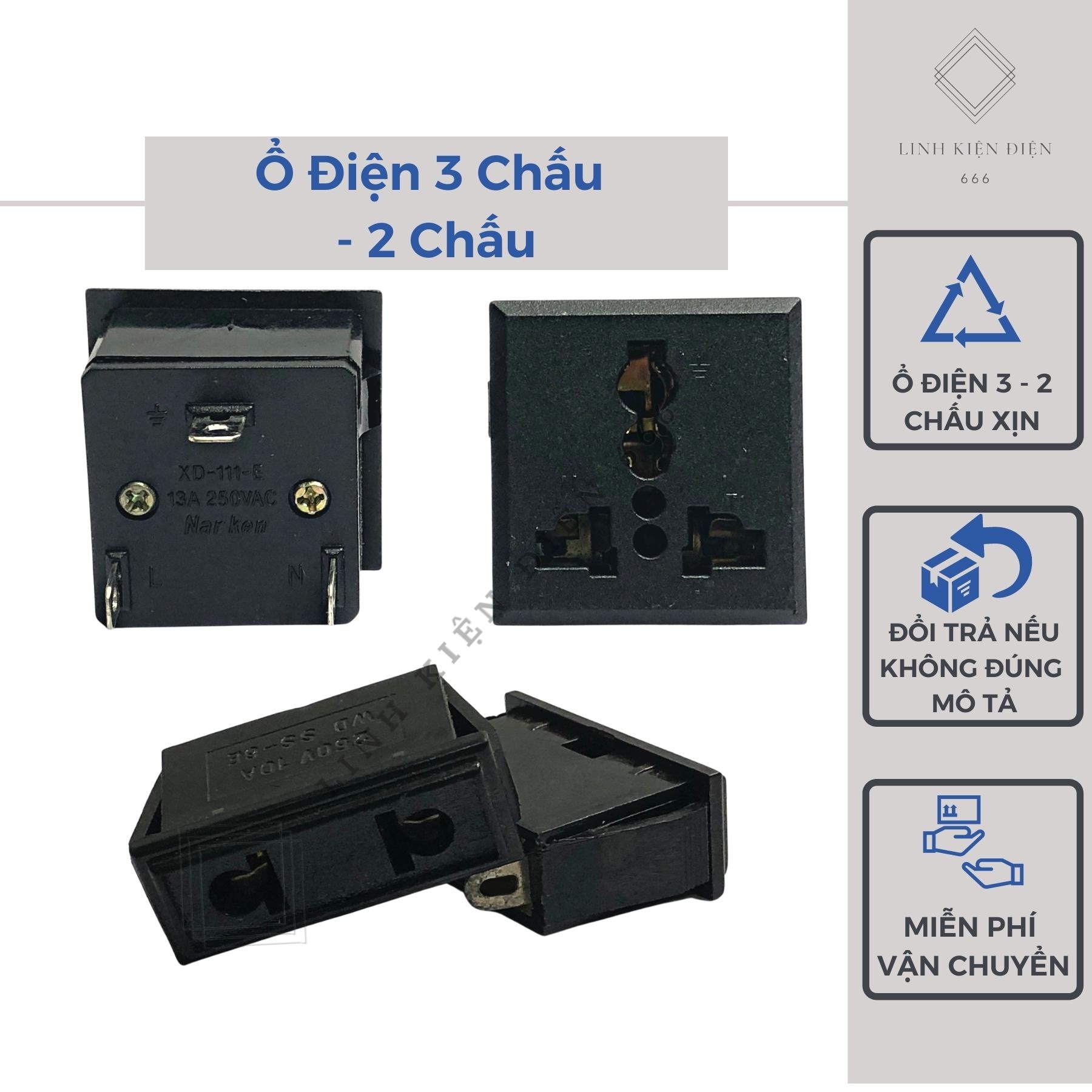 Ổ Cắm Điện 3 Chấu 2 Chân Dẹt Ổ Điện Đa Năng Thông Minh