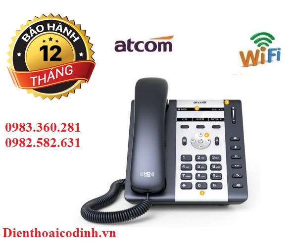 Điện thoại ip wifi atcom a10w hàng chính hãng - 3 tài khoản sip- âm thanh hd - đàm thoại hội nghị 5 bên - phân phối độc quyền tại vintel