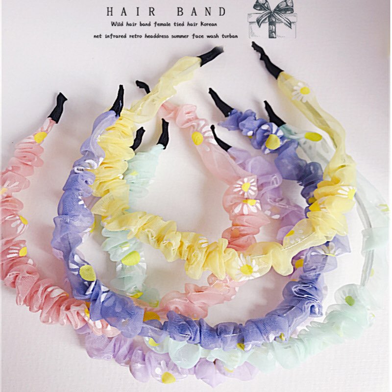 Băng đô Scrunchies hoa cúc siêu dễ thương