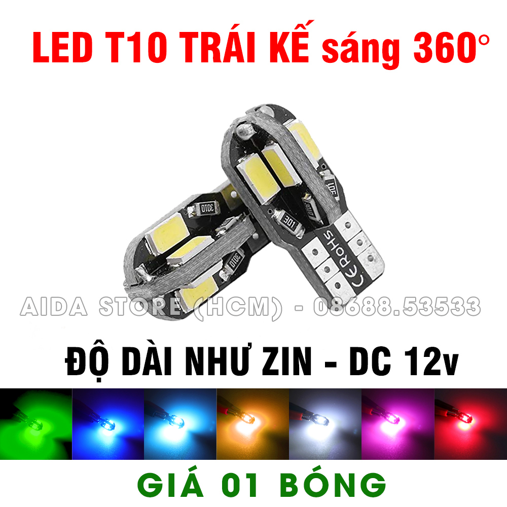 01 bóng đèn LED T10 QUẢ KHẾ gắn demi, xi nhan 8SMD 5730 sáng 360 độ