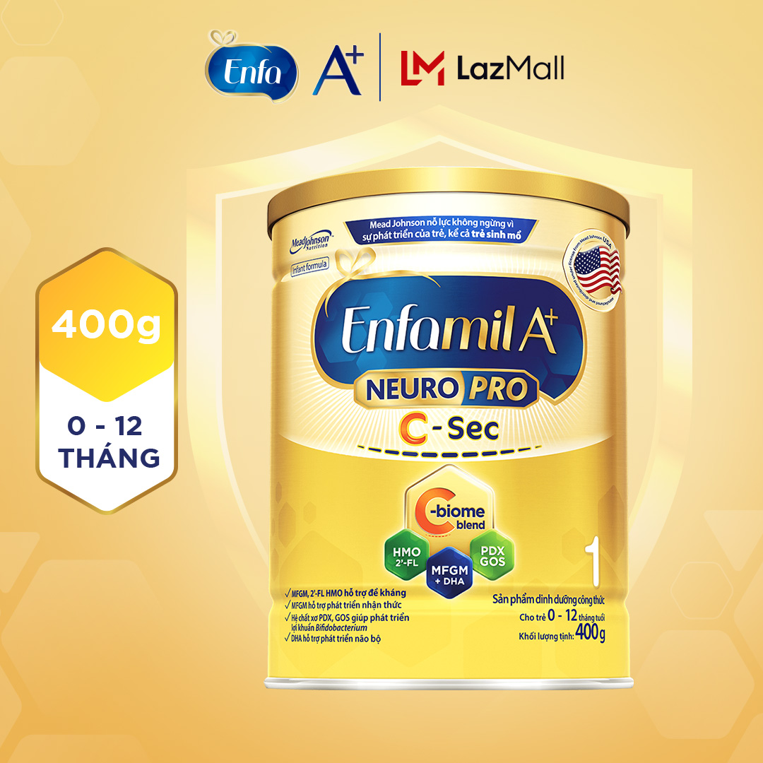 Sữa bột Enfamil A+ NeuroPro 1 C-Sec 400g cho trẻ từ 0-12 tháng