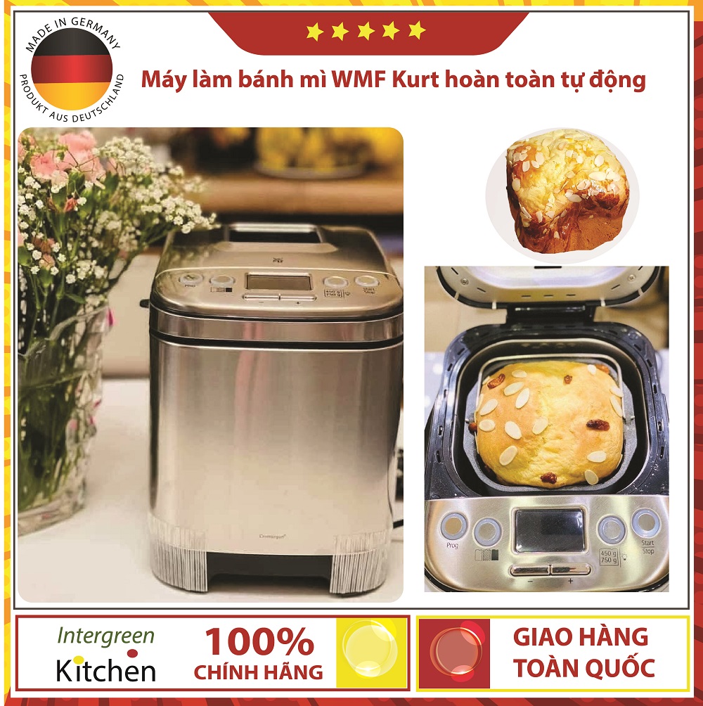 Máy Làm Bánh Mỳ WMF Kult X. Cồng thức làm bánh có sẵn chỉ cần cho nguyên liệu là máy tự động làm bánh