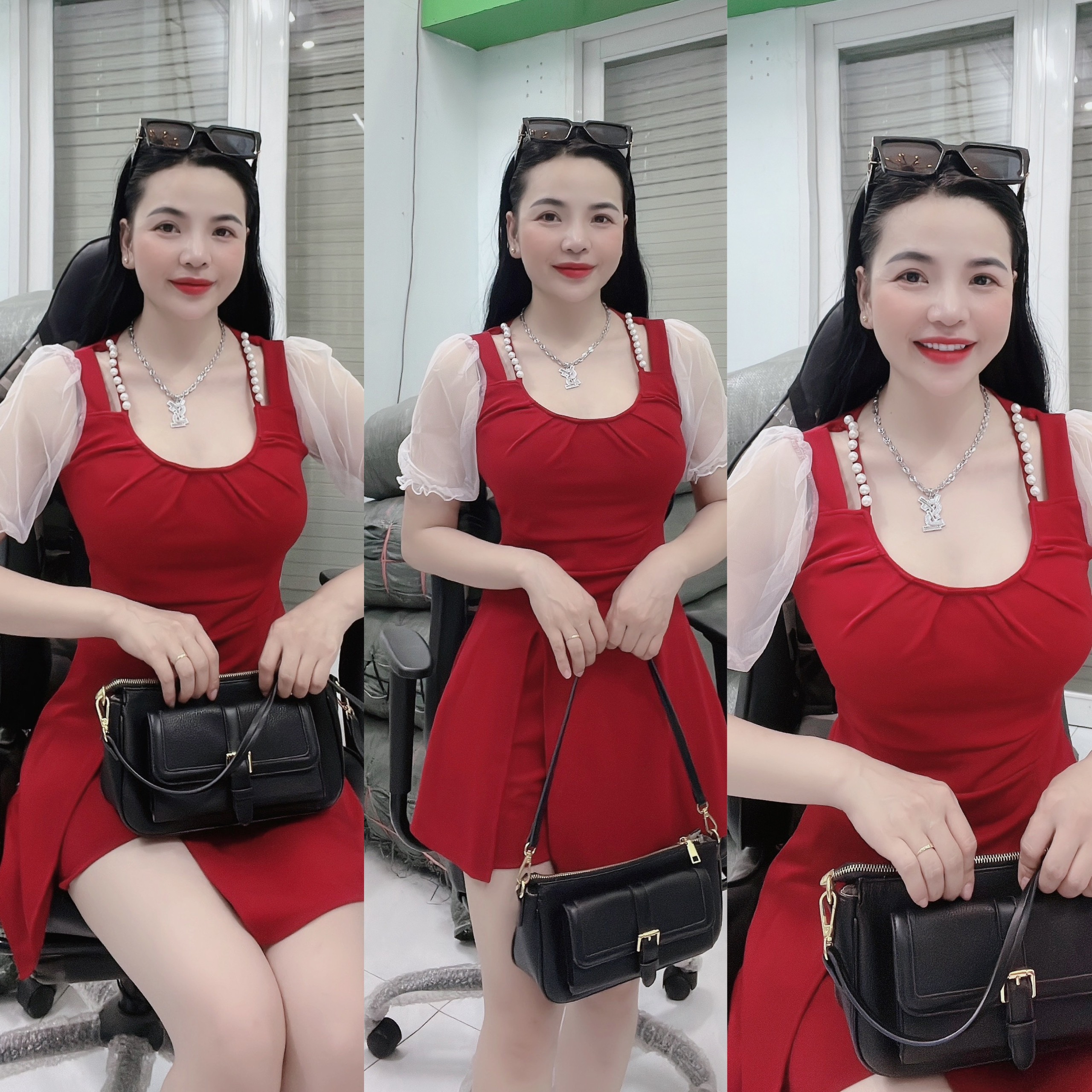 Sét áo phôm dài kèm quần đùi-đính hạt dễ thương.ak15