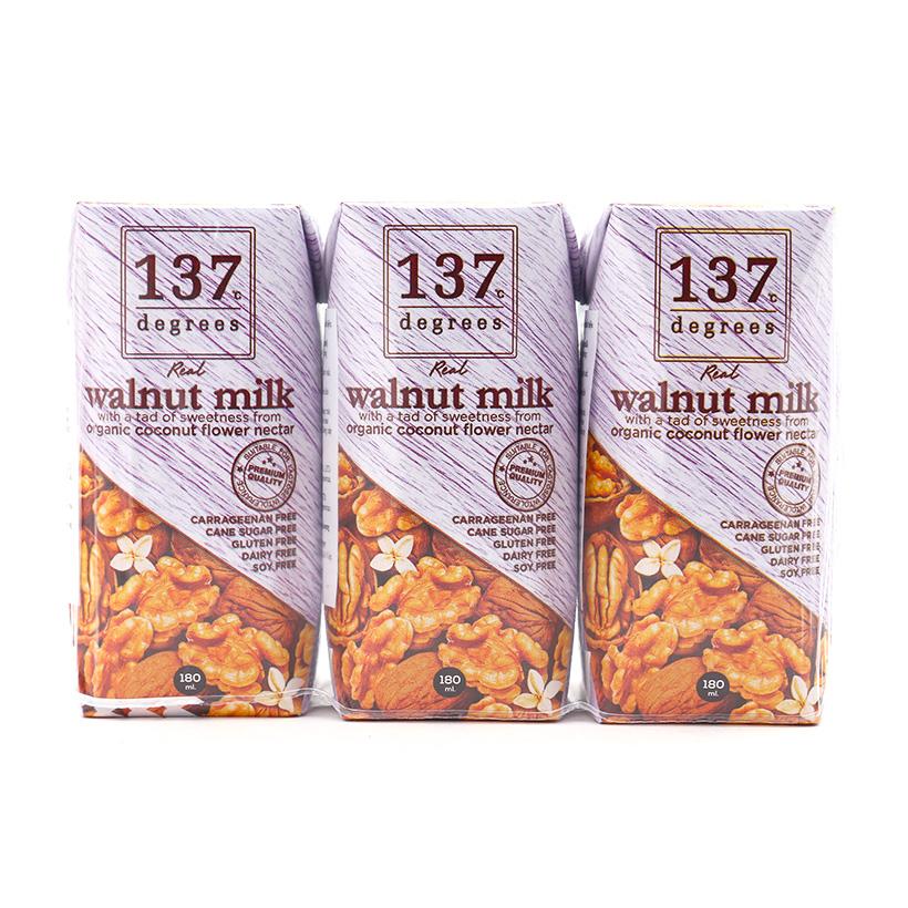 Lốc sữa hạt 137 degrees óc chó nguyên chất lốc 3 hộp 180ml