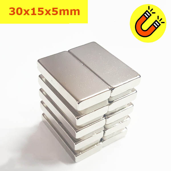 Nam châm đất hiếm hình chữ nhật 30x15x5mm siêu mạnh