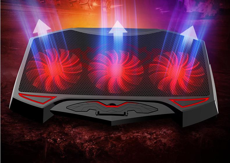 Đế Tản Nhiệt Cho Laptop - Macbook Nuoxi 3 Quạt Chạy Cực Êm Làm Mát Laptop, Độ Đèn Led Gaming