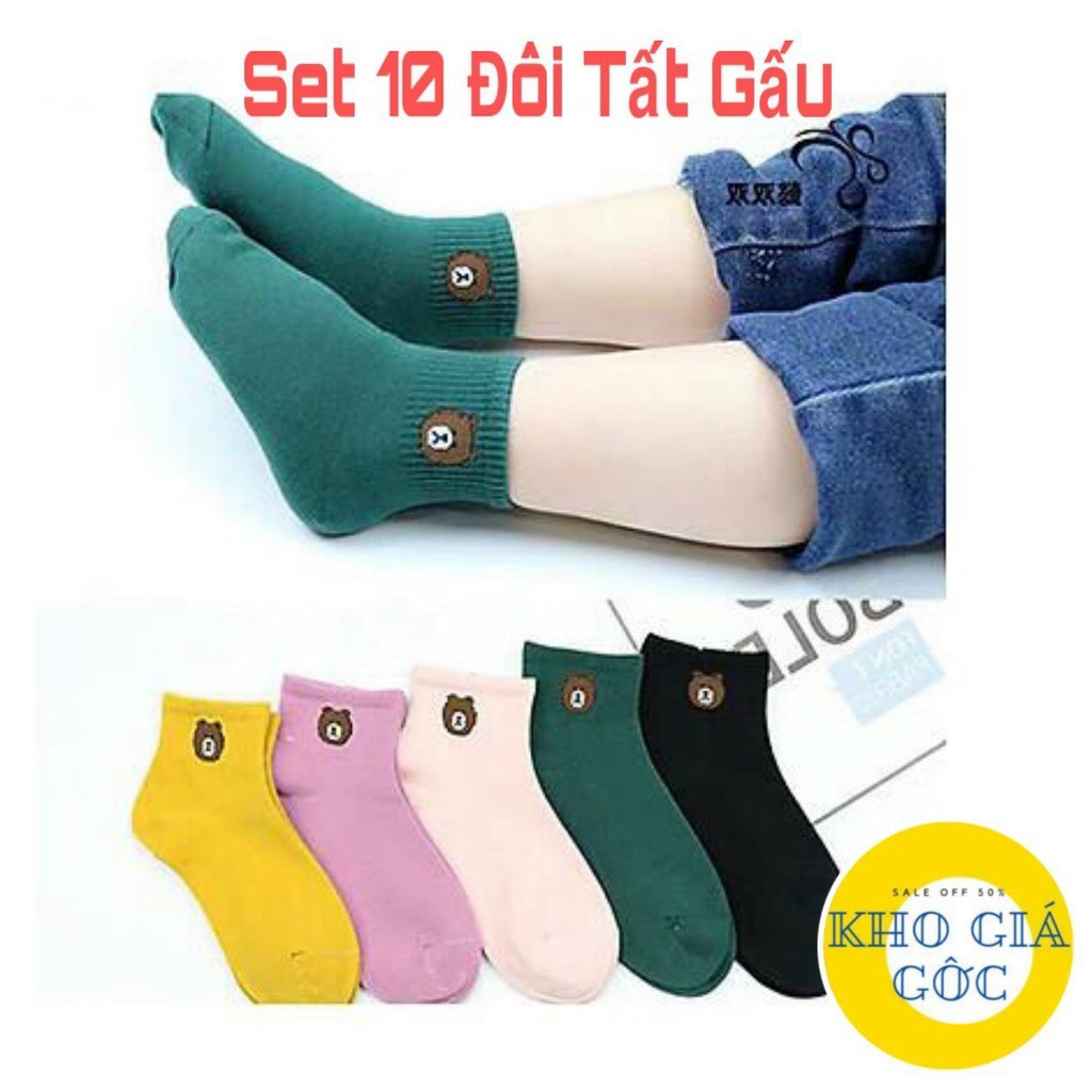 Combo 1 túi tất gấu trẻ em có 10 đôi