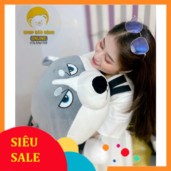 Gấu Bông Chó Siêu To Khổng Lồ, Chó Bông Husky Alaska Chó Nhồi Bông Hàng Cao Cấp Siêu Mềm Mịn