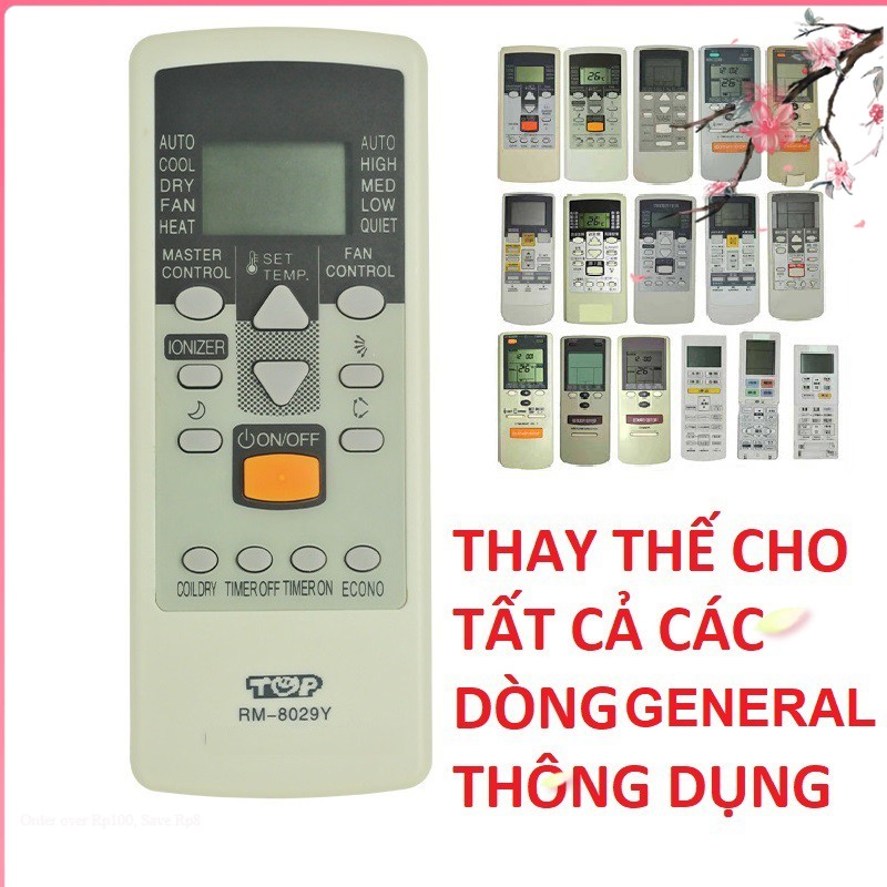 Remote điều khiển máy lạnh, máy điều hòa general đa năng rm-8028y