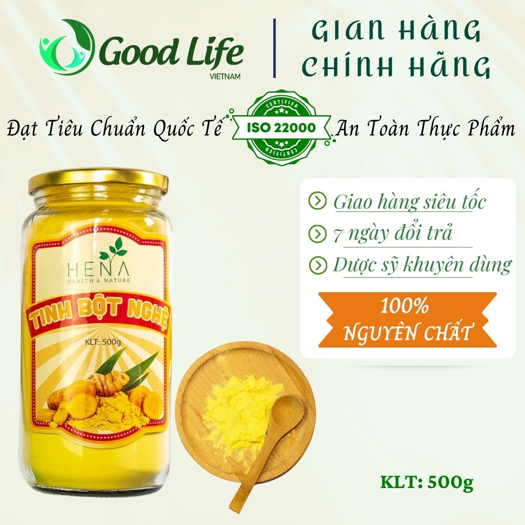 Tinh Bột Nghệ Nguyên Chất Cao Cấp Hena 500g, Bột Nghệ 100% Nguyên Chất Tự Nhiên, Hỗ Trợ Các Vấn Đề Về Dạ Dày và Đại Tràng, Thương Hiệu Cao Cấp Đã Được Kiểm Nghiệm và Công Bố, Hoàn Toàn Nguyên Liệu Hữu Cơ