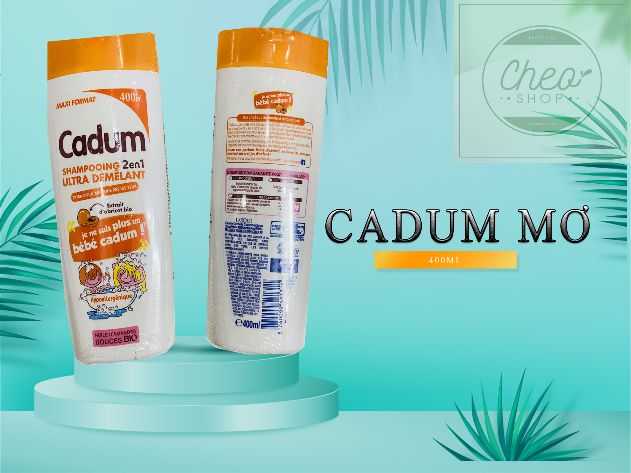 Dầu gội Cadum hương mơ cho bé 400ml