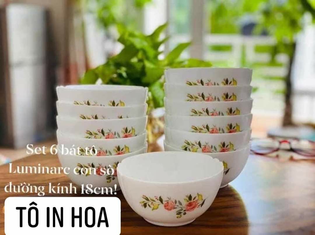 Combo 2 tô sứ thủy tinh luminarc tráng men cao cấp