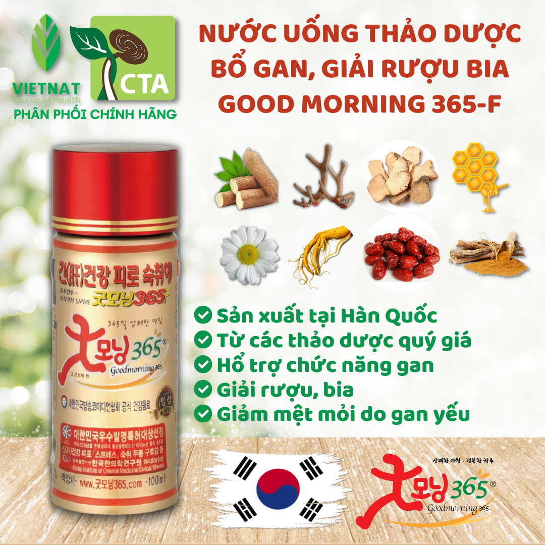 Nước uống bổ gan, giải rượu bia good morning 365f