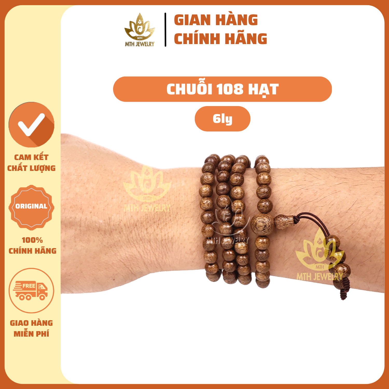 Vòng đeo tay chuỗi tràng 108 hạt (5-7năm tích trầm) Size 6mm Nam/Nữphong thủy trầm hương MTH JEWELRY mùi thơm dịu nhẹ mang lại may mắn tài lộc cho người đeo vòng cặp đôi nam nữ may mắn tài lộc/Tặng Túi Nhung/Nụ Trầm