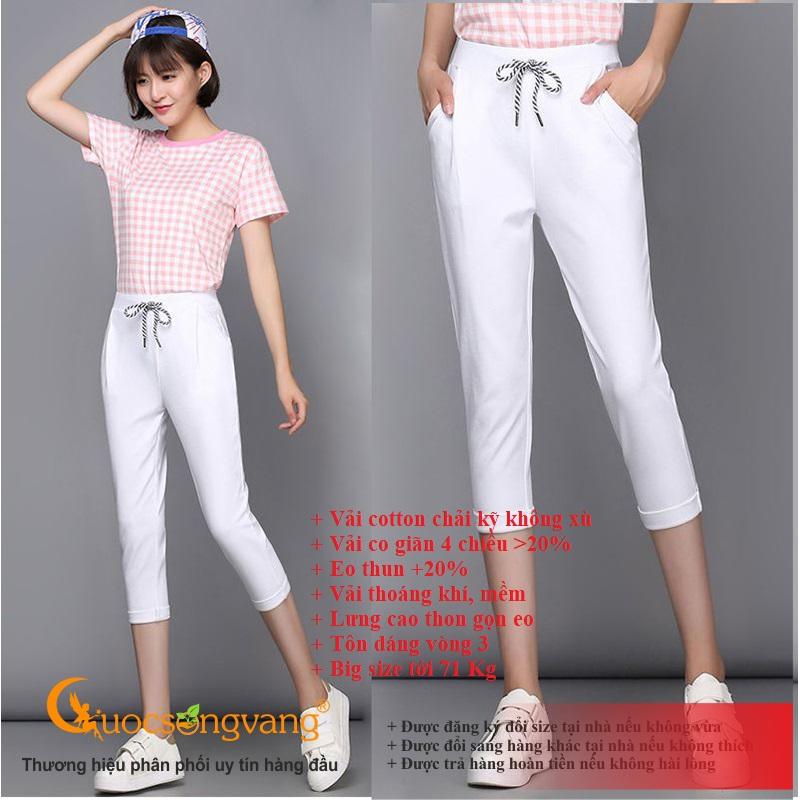 Quần lửng nữ quần lửng thể thao nữ trắng co giãn 4 chiều GLQ075