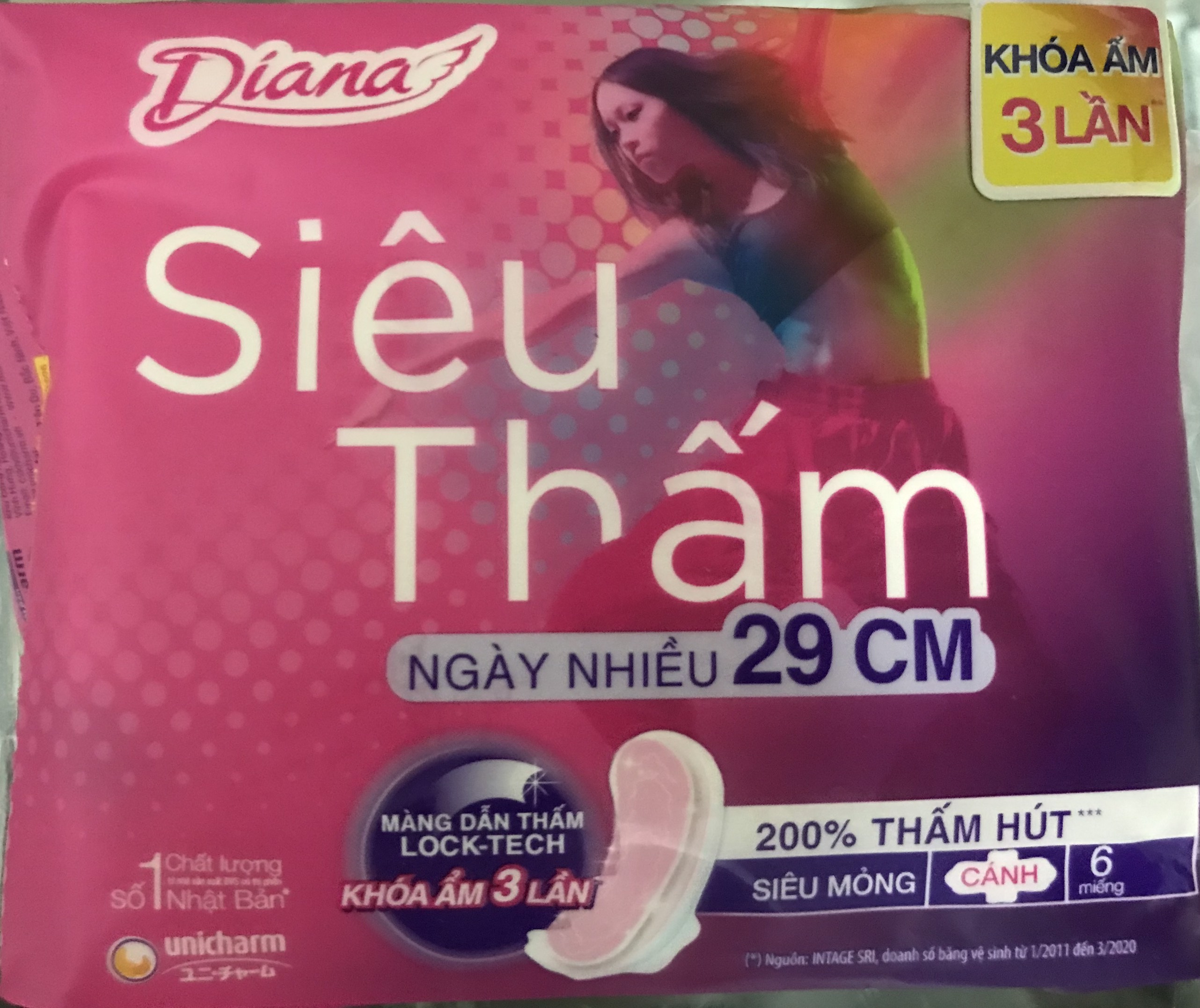 Bvs diana siêu thấm siêu mỏng cánh ngày nhiều 29cm 6 miếng