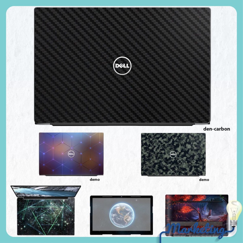Miếng Skin dán cho Laptop Dell màu Chrome đen carbon