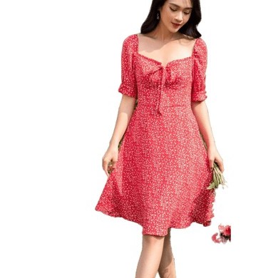 Đầm xòe bèo chun vai buộc nơ hay kéo trễ d4015-21