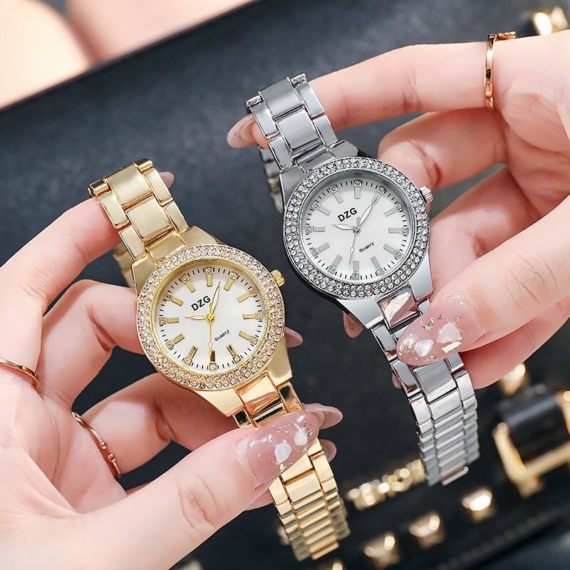 Đồng hồ thời trang nữ DZG D7 Dây kim loại mặt tròn có 3 màu