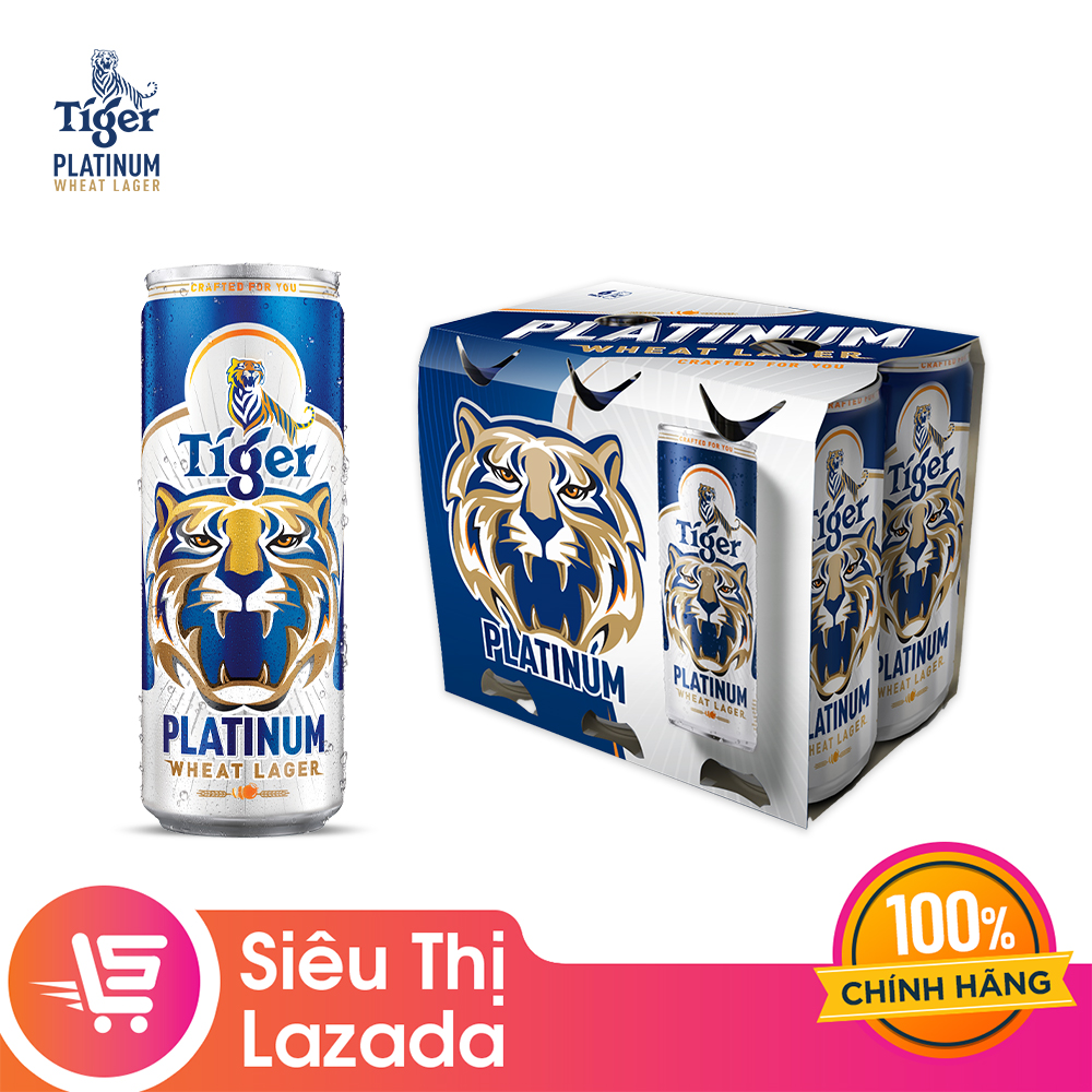 QT không bánLốc 6 lon bia lúa mì Tiger Platinum Wheat Lager 330ml lon