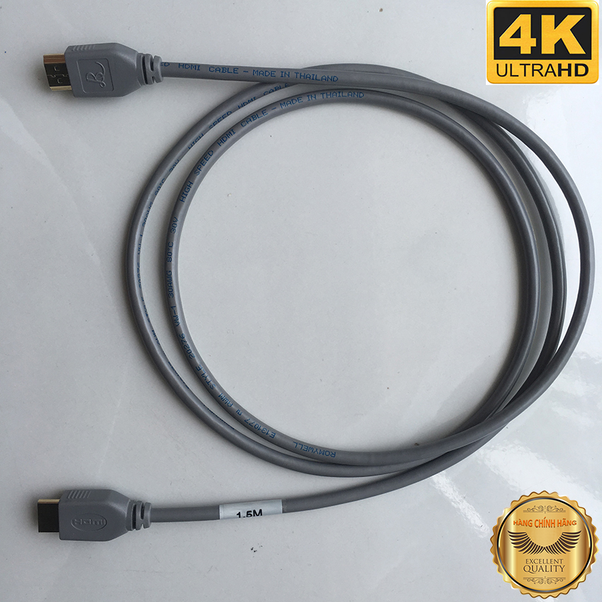 Cáp HDMI chuẩn 2.0 hỗ trợ 4K, có chứng nhận UL E131077 dài 1.5m hiệu Romywell Thái Lan - Điện Dân Dụng.
