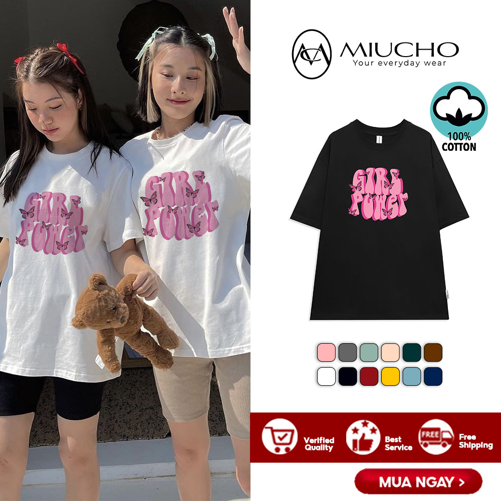 Áo phông nữ form rộng tay lỡ unisex đẹp, áo thun nữ form rộng tay lỡ unisex cotton hàn quốc AT127 Miucho in hình