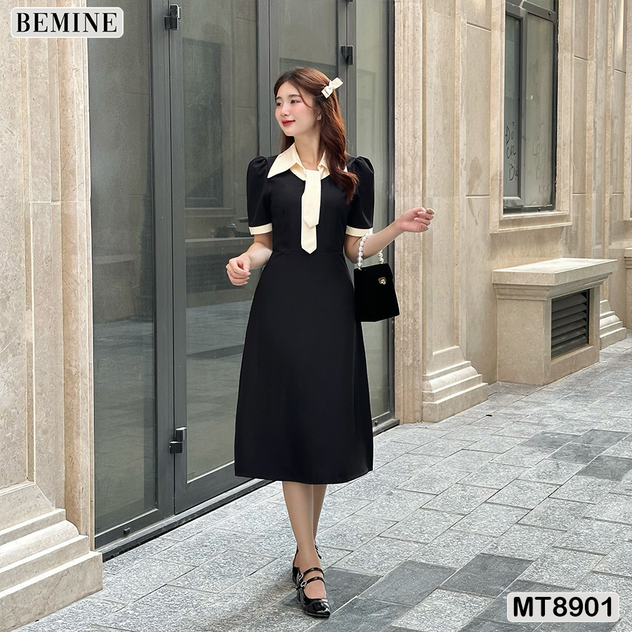 Đầm thiết kế cổ kiểu tay phồng dáng xoè bemine mt8901