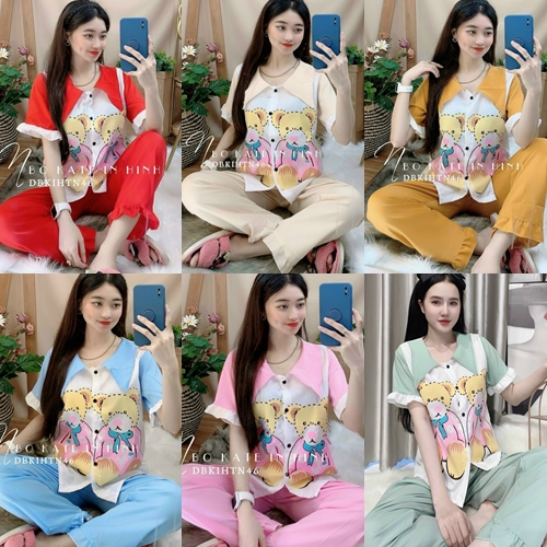 Đồ bộ pijama tnqd nữ lụa hàn đep form dưới 56kg