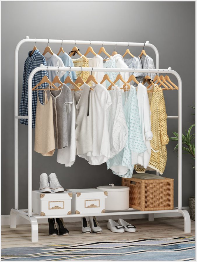 Kệ treo quần áo 3 trong 1 cao cấp bao giá toàn quốc 2 khung treo quần áo kèm giá để giày kt 110x150x40cm tải trọng 50kg