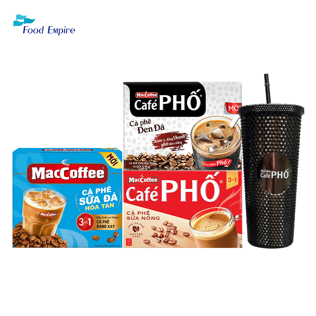 [QUÀ TẶNG MINIGAME11]_Combo 3 Hộp Cà Phê MacCoffee Cà Phê PHỐ (Sữa Đá, Sữa Nóng, Đen Đá) - Tặng Kèm Ca Nhựa & Ly Nhựa Đen