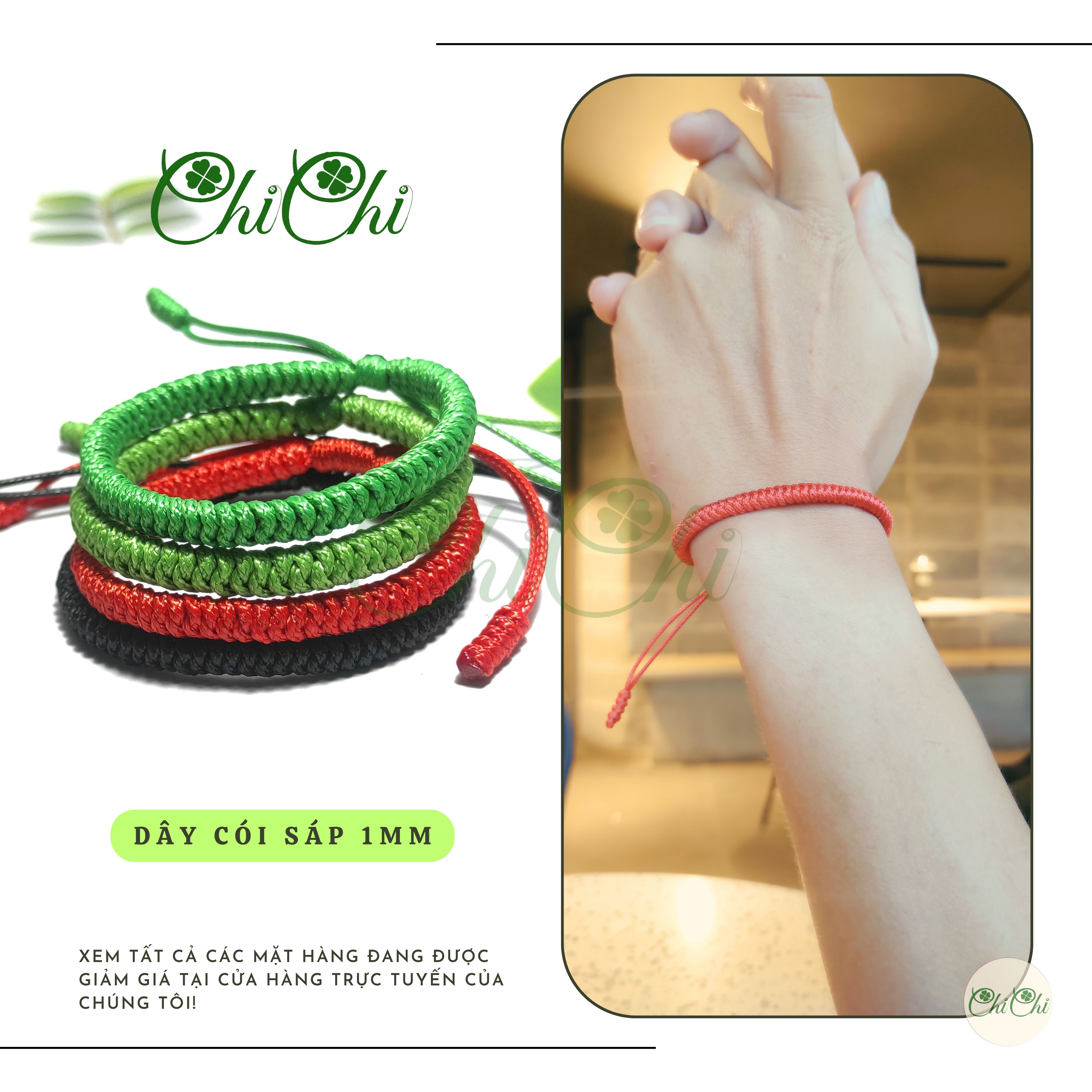 Vòng tay, lắc tay bện dây chỉ cói sáp nhiều màu - ms070
