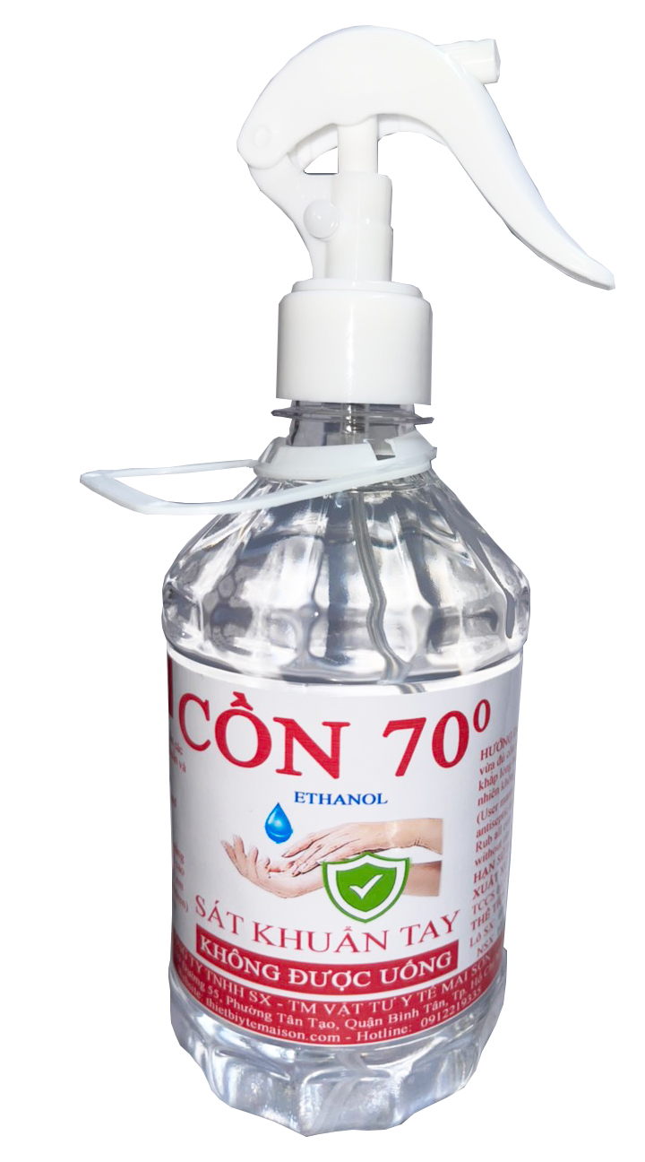 Cồn y tế ethanol 70 độ - chai xịt 500ml có quai xách