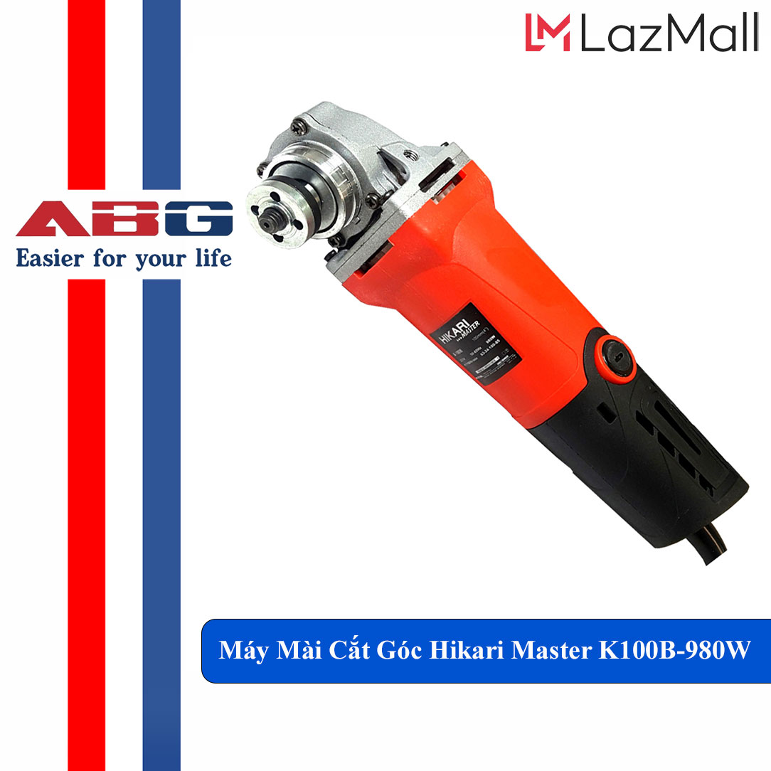 Máy Mài Cắt Góc Cầm Tay Hikari Master K100B Công Suất 980W, Đường Kính Đĩa 100mm, Mài Kim Loại, Gỗ, Đá, Cắt Bàn, Công Tắc Đuôi –
