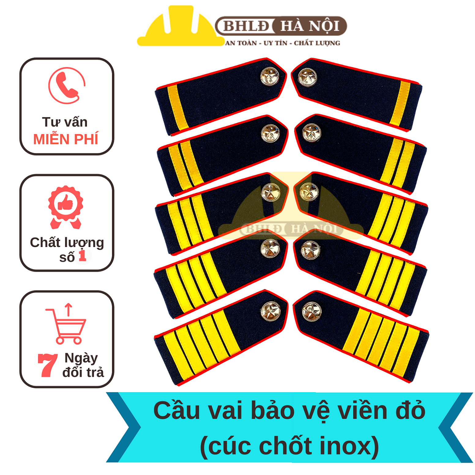 Cầu vai bảo vệ viền đỏ (cúc chốt inox)