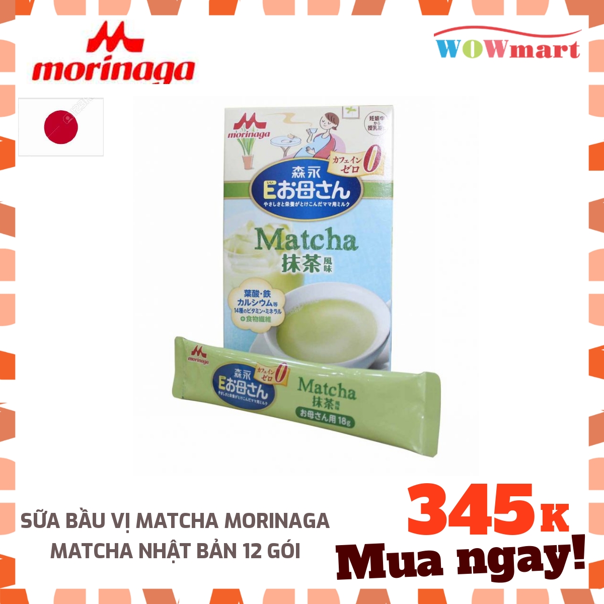 Sữa cho bà bầu morinaga matcha nhật bản 12 gói - nhật bản