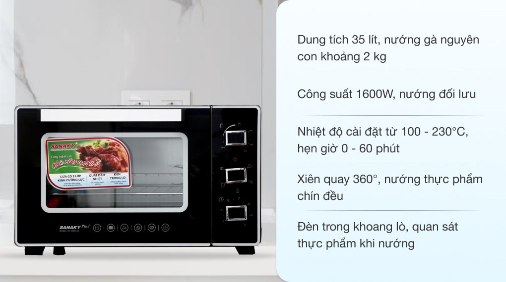 Lò nướng sanaky vh3599s2d 35 lít [ 𝒉𝒂̀𝒏𝒈 mới 100% 𝒄𝒉𝒊́𝒏𝒉 𝒉𝒂̃𝒏𝒈 𝒃𝒂̉𝒐 𝒉𝒂̀𝒏𝒉 12 𝒕𝒉𝒂́𝒏𝒈 ]
