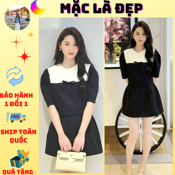 Set áo phối dây kéo sau + cv chất phi full lót quần jl6