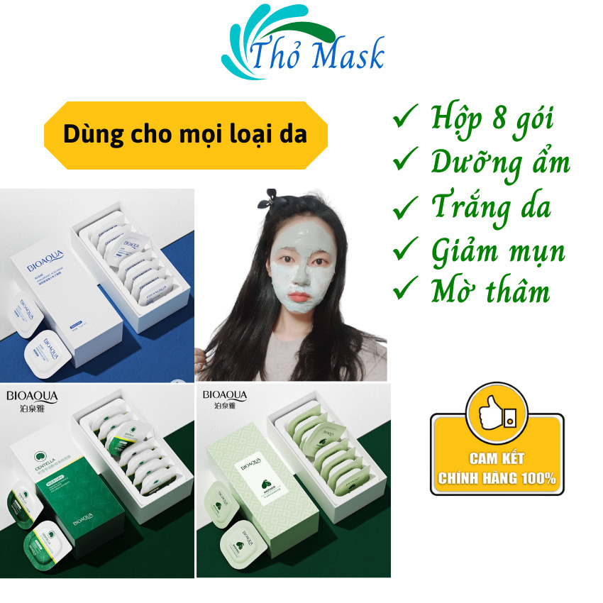 Mặt nạ đất sét dưỡng da trắng sáng giảm mụn cấp ẩm mask nội địa trung BIOAQUA B13 giúp thải độc mềm mịn da ngăn ngừa mụn. Thomask