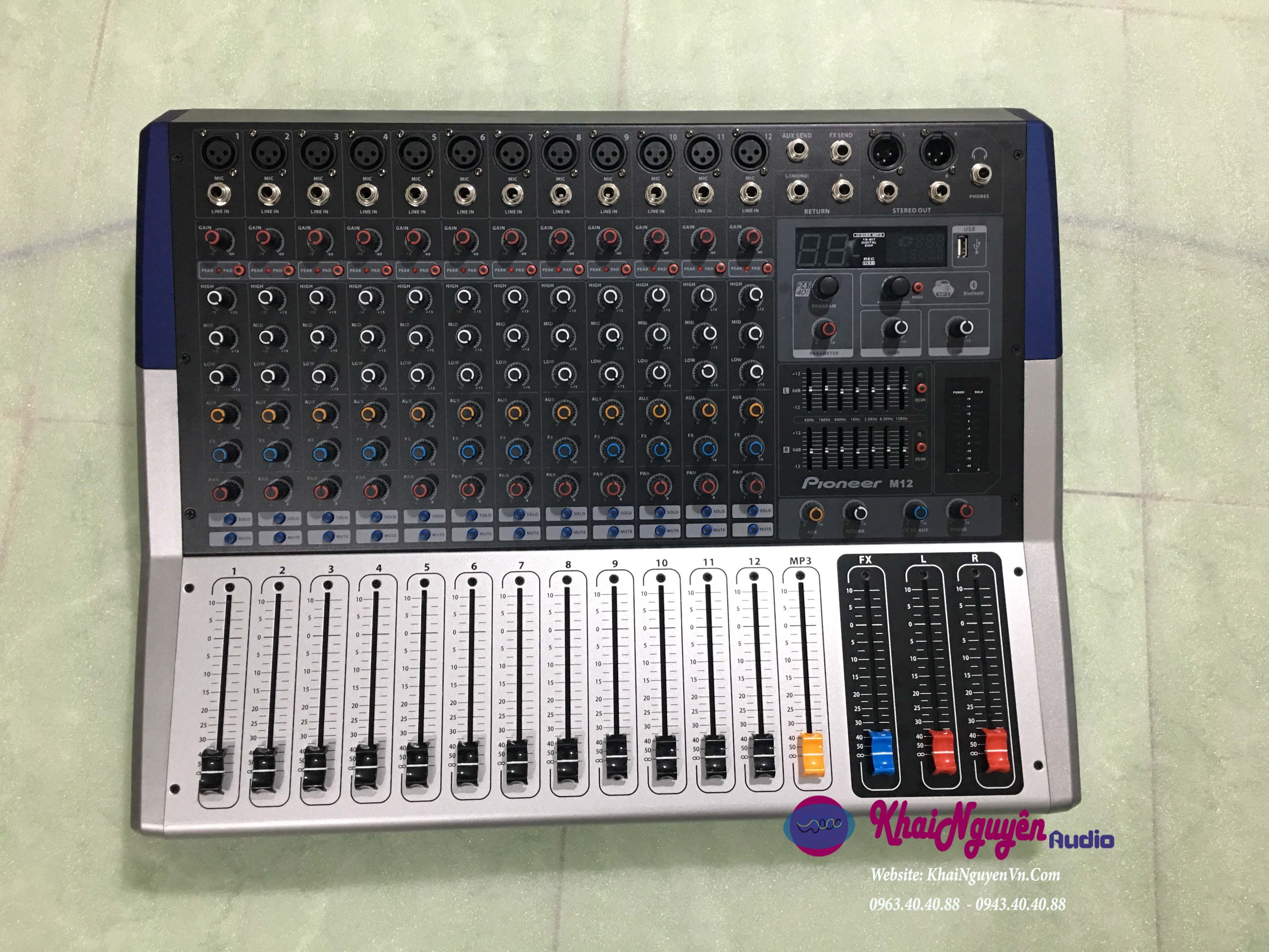 Bàn mixer 12 line Pioneer M12 có bluetooth, usb chíp dsp 16bit