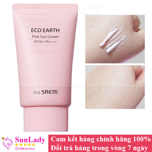 Kem Chống Nắng The Saem Eco Earth Power Pink Sun Cream SPF50+ PA++++