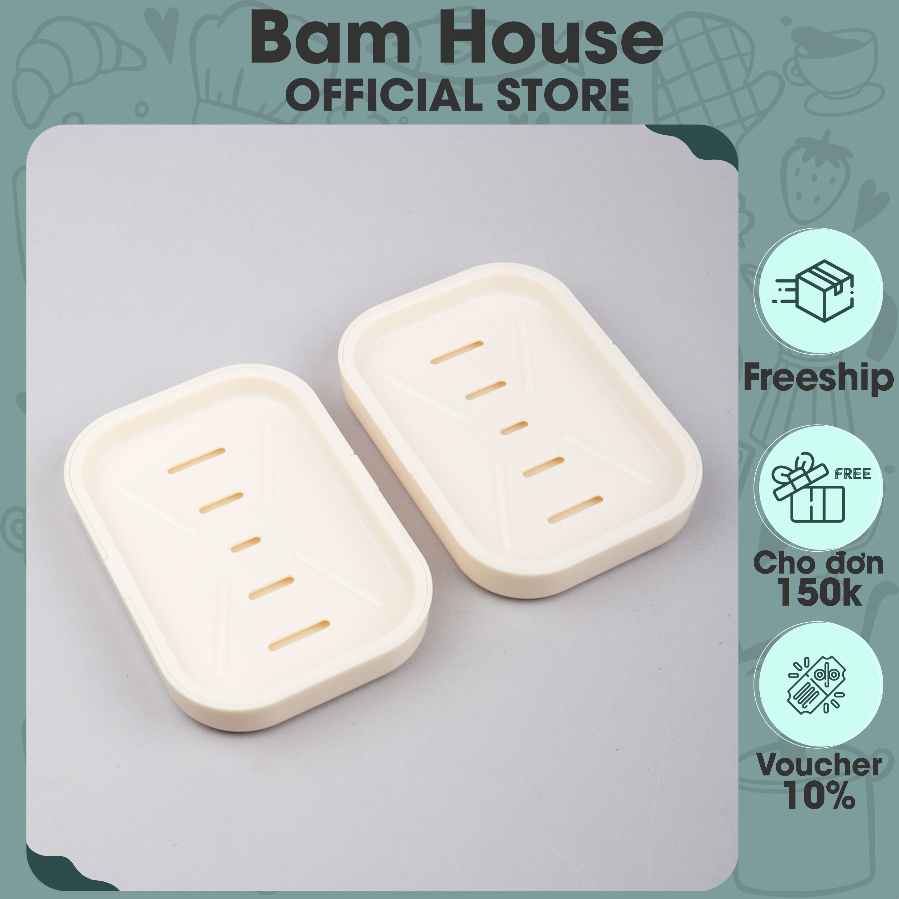 Khay đựng xà phòng bam house 2 lớp cao cấp rs02 – bam house
