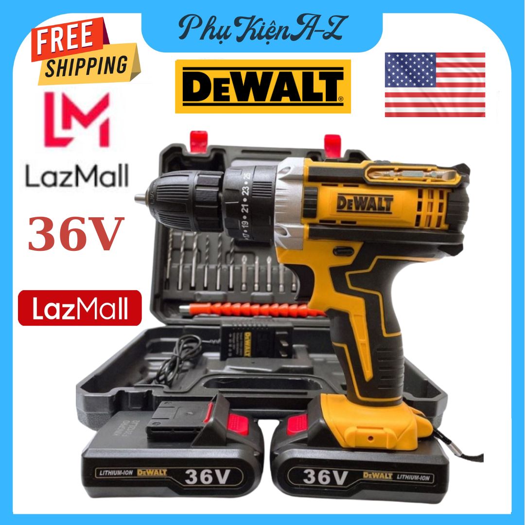 LazMaII Sale Off 50% Máy Khoan Thương Hiệu Mỹ, Máy Khoan Pin DEWALT 36V 3 Chức Năng Có Búa Siêu Khỏe - Tặng kèm 2 pin & 24 chi tiết gồm các mũi khoan + Mũi bắt vít, loại tốt giá rẻ. Máy Khoan Bê Tông.