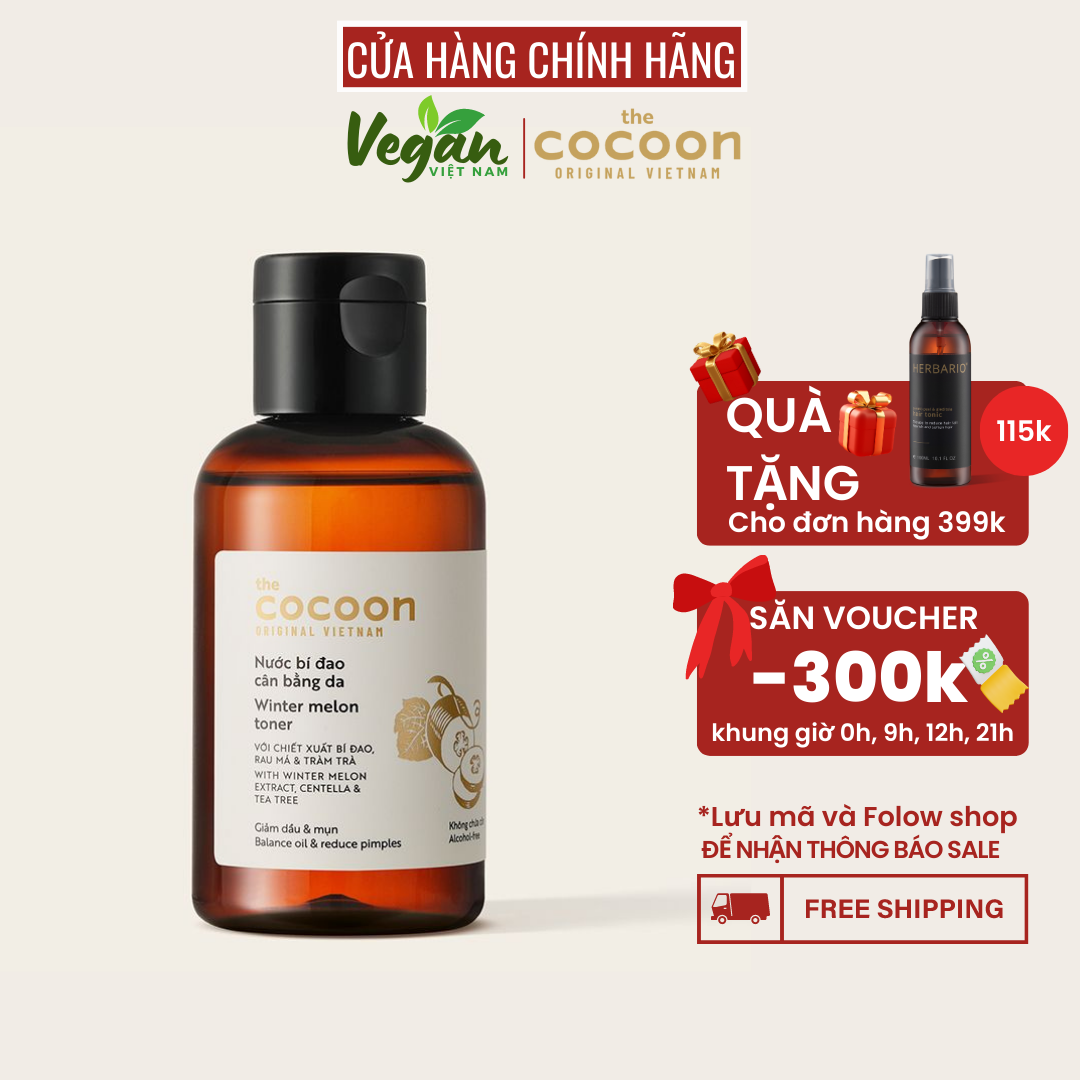 ]Nước bí đao cân bằng da ngăn ngừa mụn cân bằng PH kiểm soát dầu (Witer melon toner) cocoon việt nam 140ml  - Vegan Việt Nam