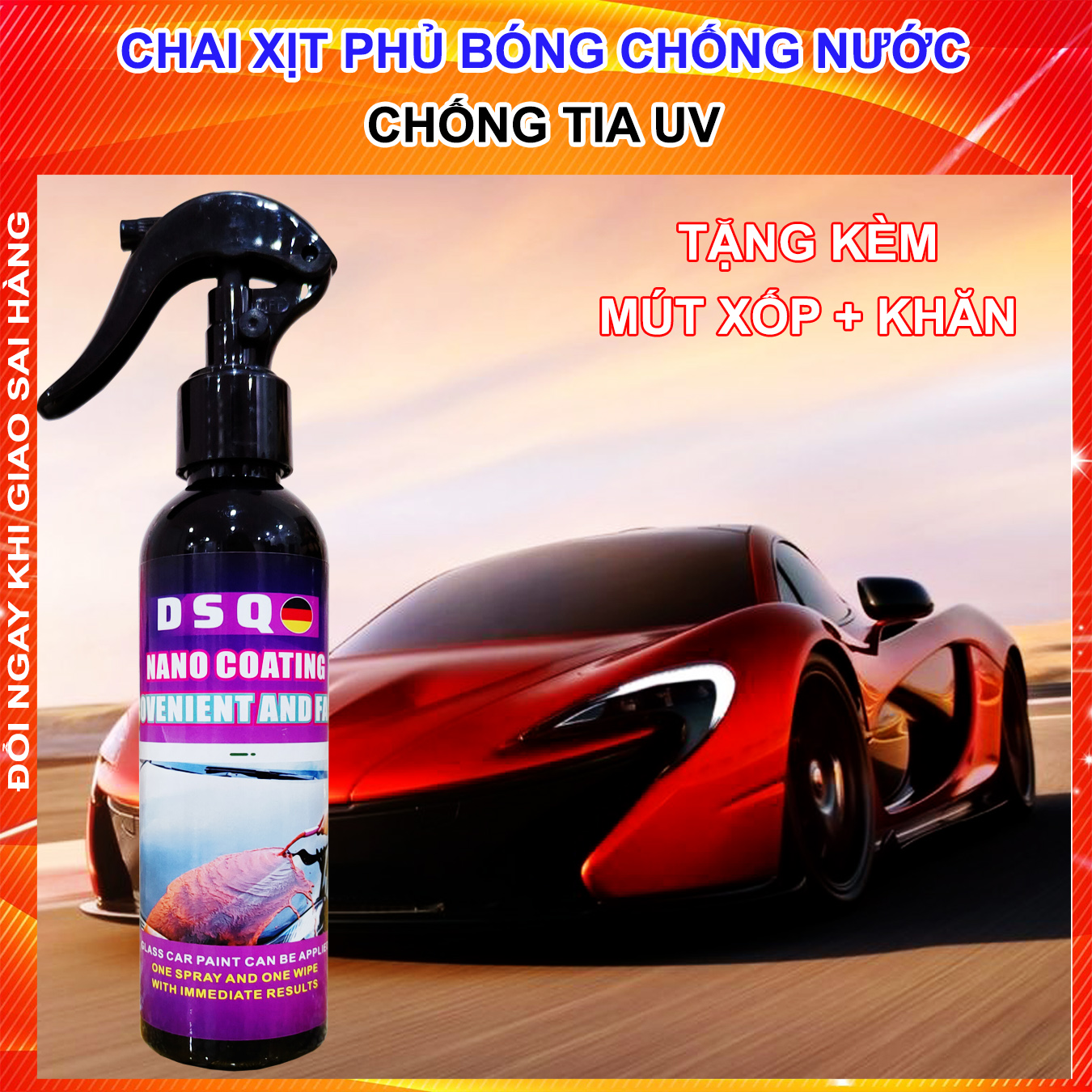 Bình xịt nano ceramic wax xịt phủ nano kính ô tô, xịt phủ bóng xe máy chống nước kính, phủ bóng xe chống đọng nước, chống xước