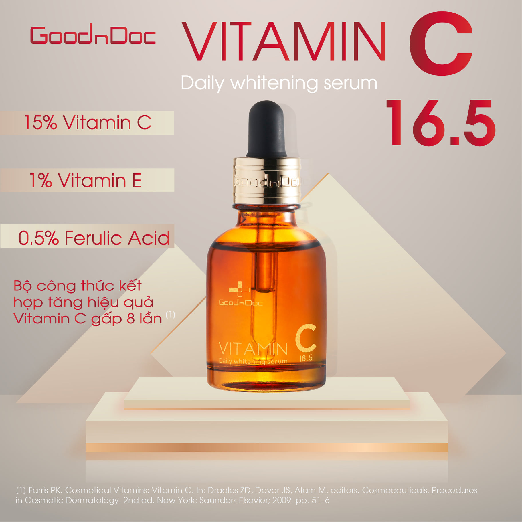 [HÀNG CÔNG TY] Serum Vitamin C Goodndoc 16.5% Sáng Da Mờ Thâm Nám