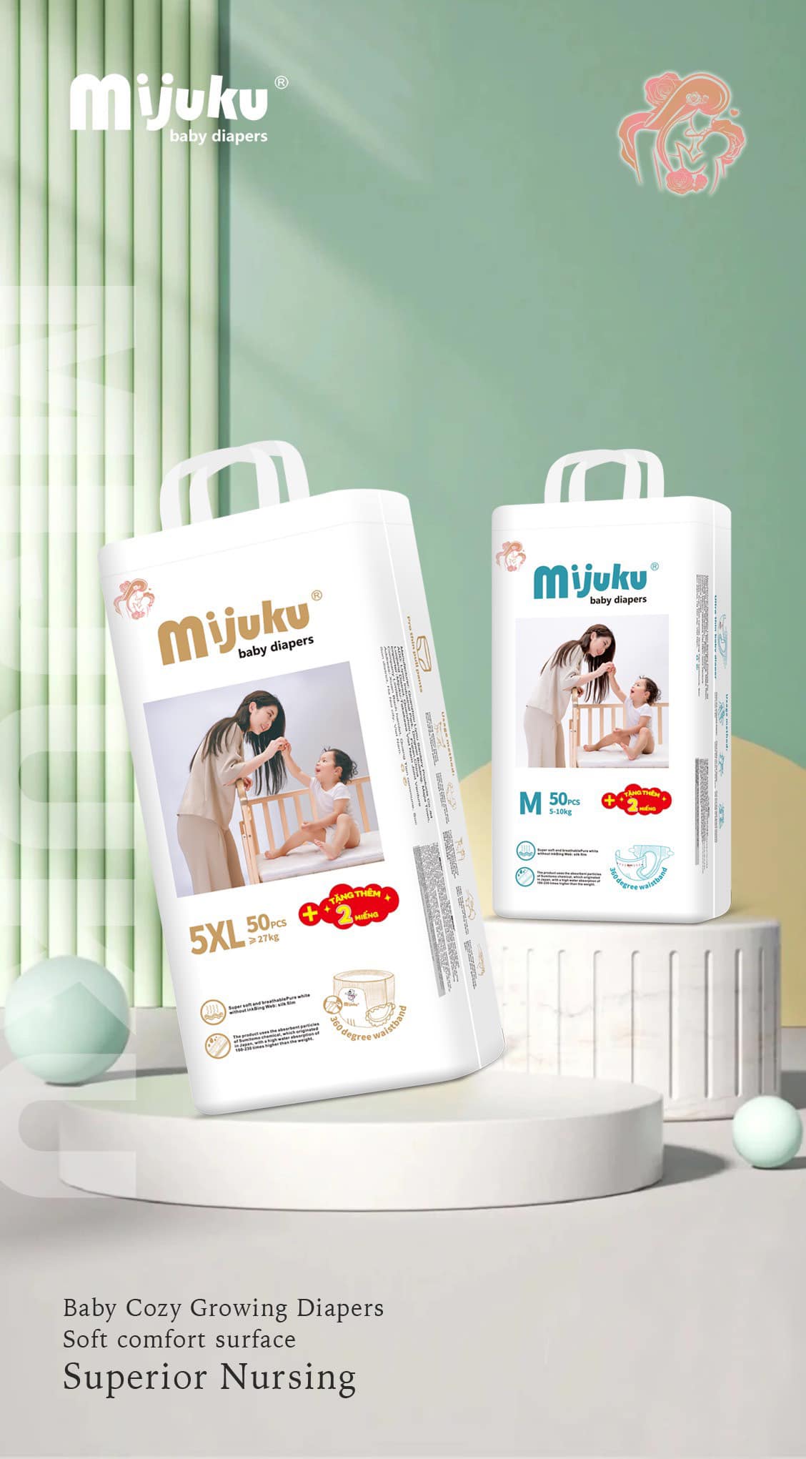 Bỉm Tã quần/ dán MIJUKU 50 miếng đủ size cho bé