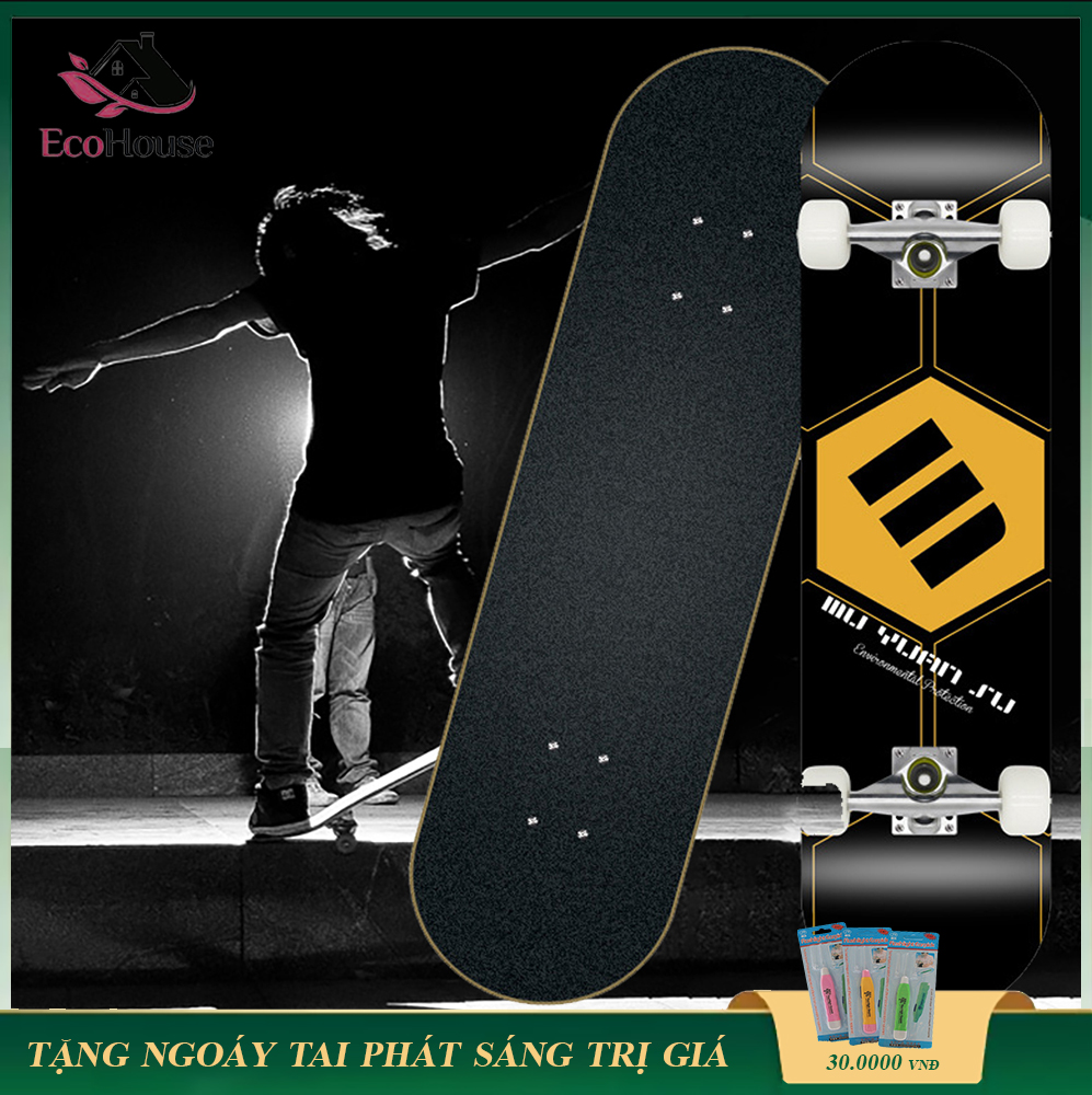 Ván trượt thi đấu cao cấp, ván trượt thể thao cỡ lớn cao cấp gỗ phong, mặt nhám, bánh xe an toàn chắc chắn, bảo hành 12 tháng, lỗi đổi mới trong 7 ngày đầu nhận hàng